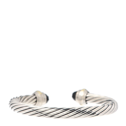 David Yurman Sterling Silver 14K Yellow Gold Black Onyx 7mm Cable Classics Bracelet 3 of 4
