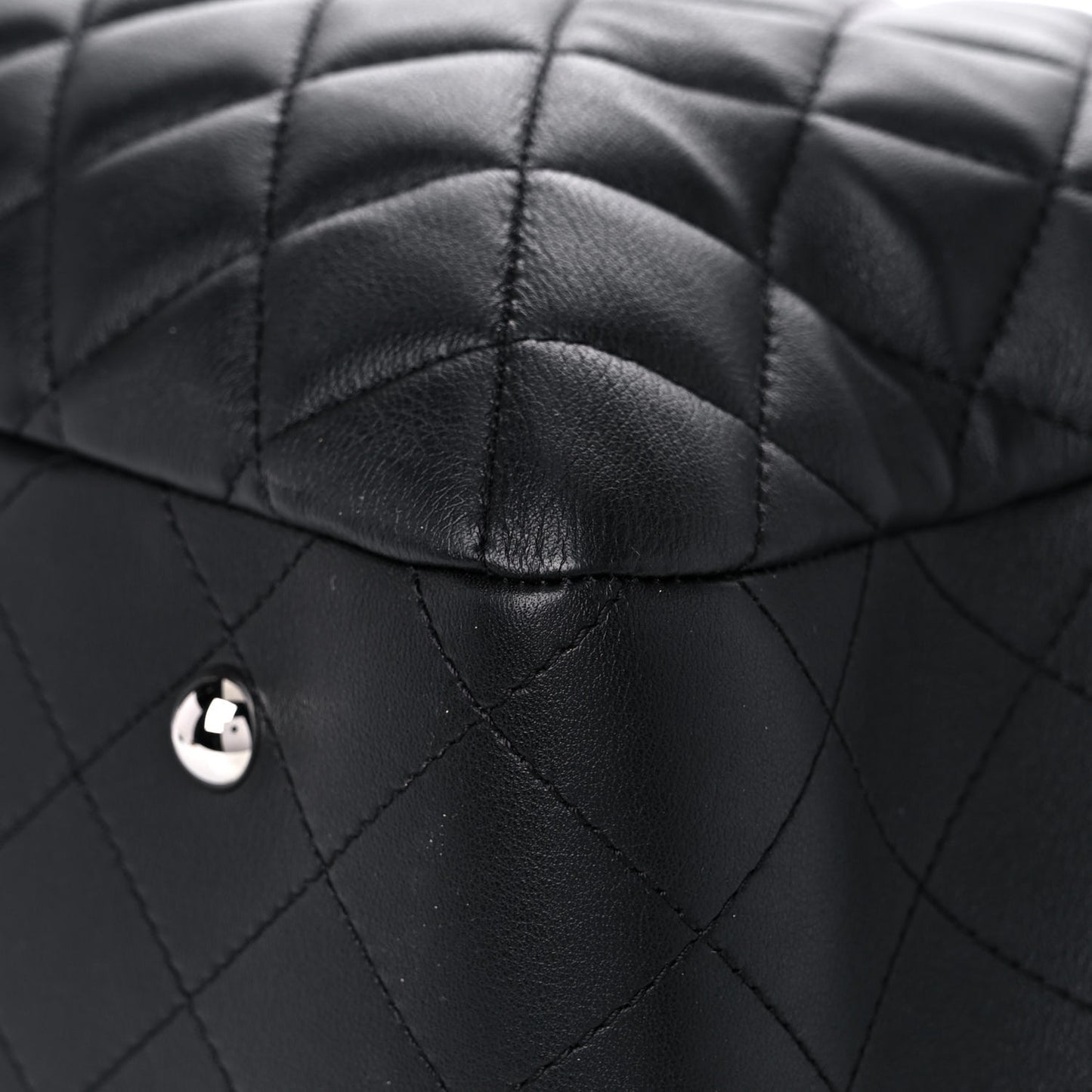 Calfskin Quilted Large Classic Shopping Tote Black