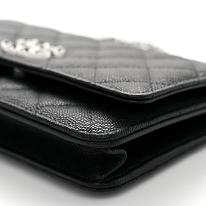 Chanel Caviar Quilted Chanel 19 Wallet On Chain WOC Black White 11 of 12