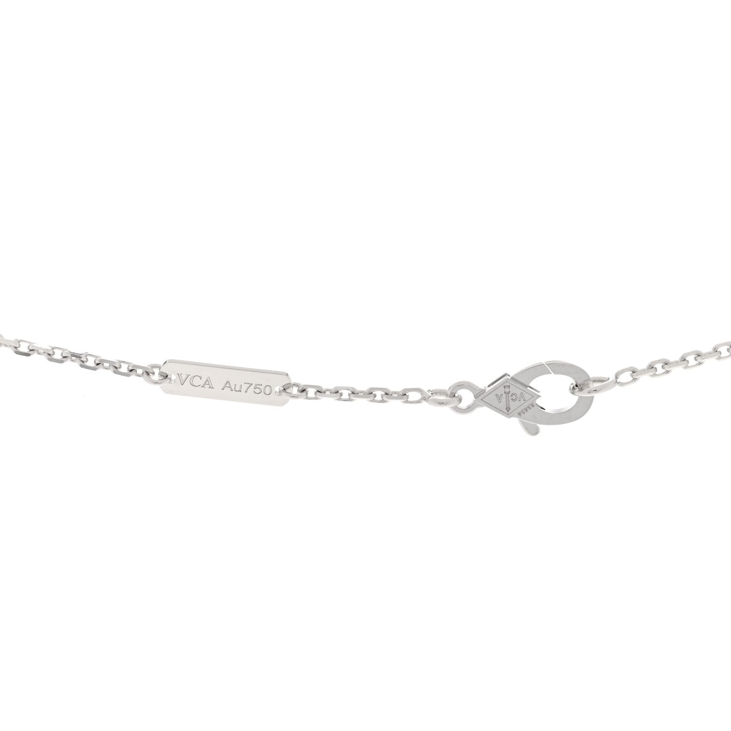 Van Cleef & Arpels 18k White Gold Chalcedony Vintage Alhambra Pendant Necklace 4 of 5