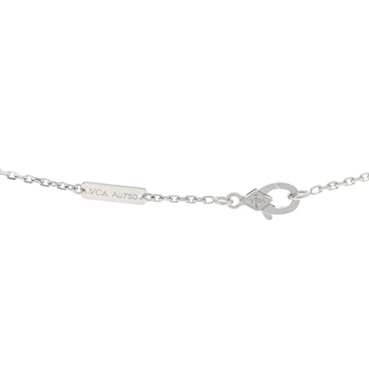 Van Cleef & Arpels 18k White Gold Chalcedony Vintage Alhambra Pendant Necklace 4 of 5