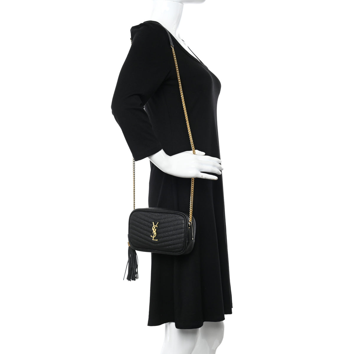 Saint Laurent Grain De Poudre Matelasse Monogram Mini Lou Camera Bag Black 2 of 10