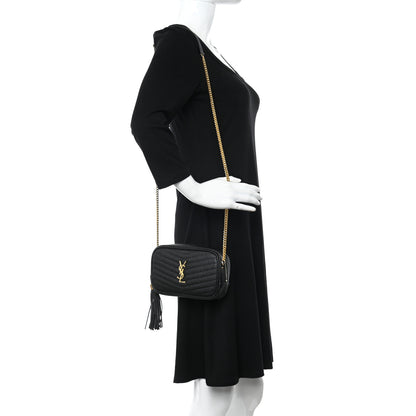 Saint Laurent Grain De Poudre Matelasse Monogram Mini Lou Camera Bag Black 2 of 10