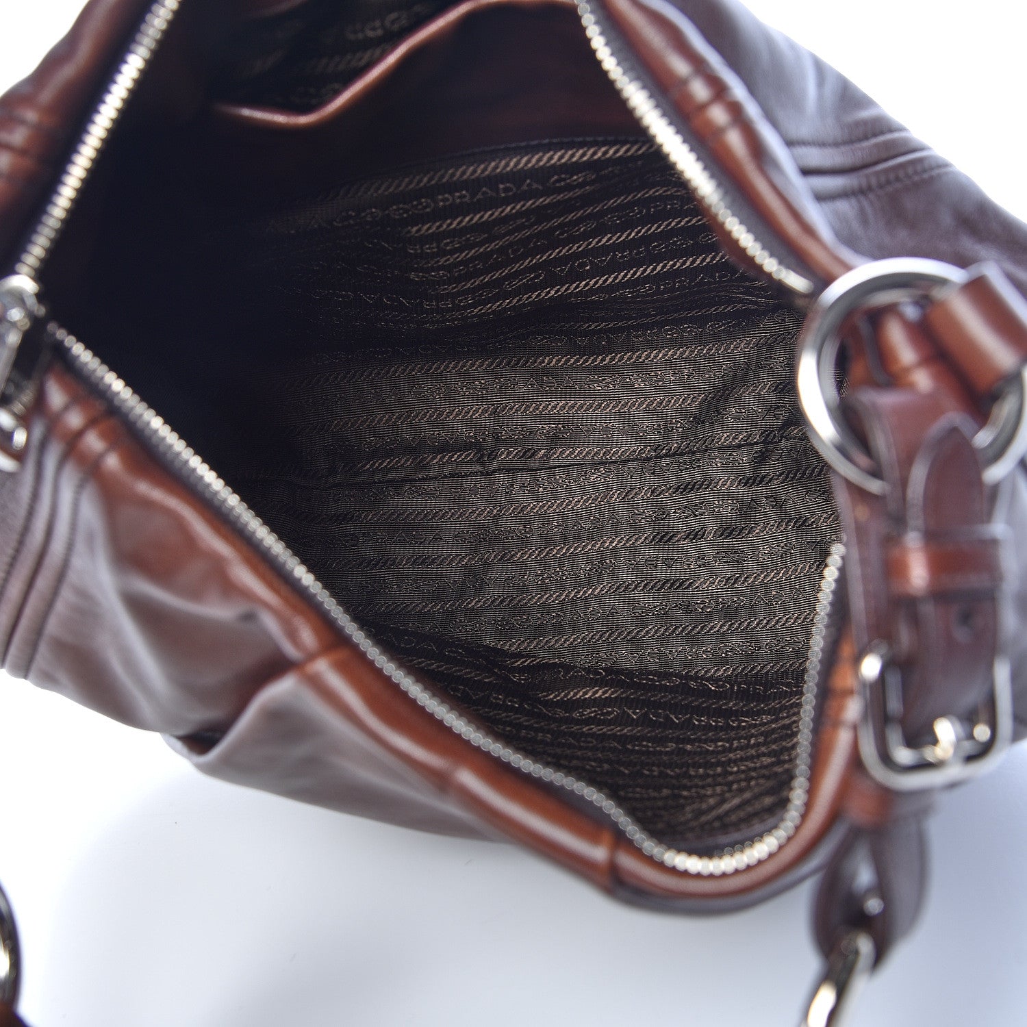 Prada Soft Calf Pleated Hobo Nocciolo 5 of 11