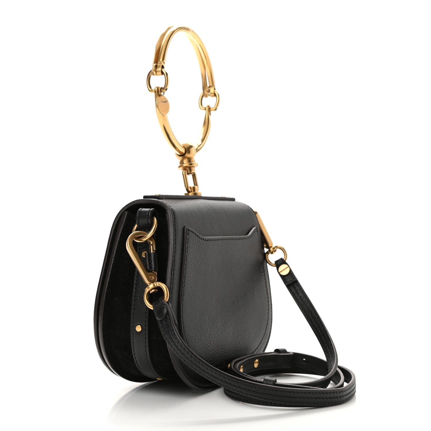 Chloe Calfskin Suede Small Nile Bracelet Bag Black 3 of 10