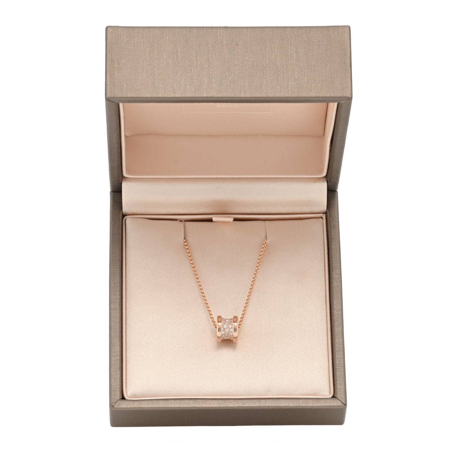 18K Rose Gold Diamond Small B.Zero1 Pave Pendant Necklace
