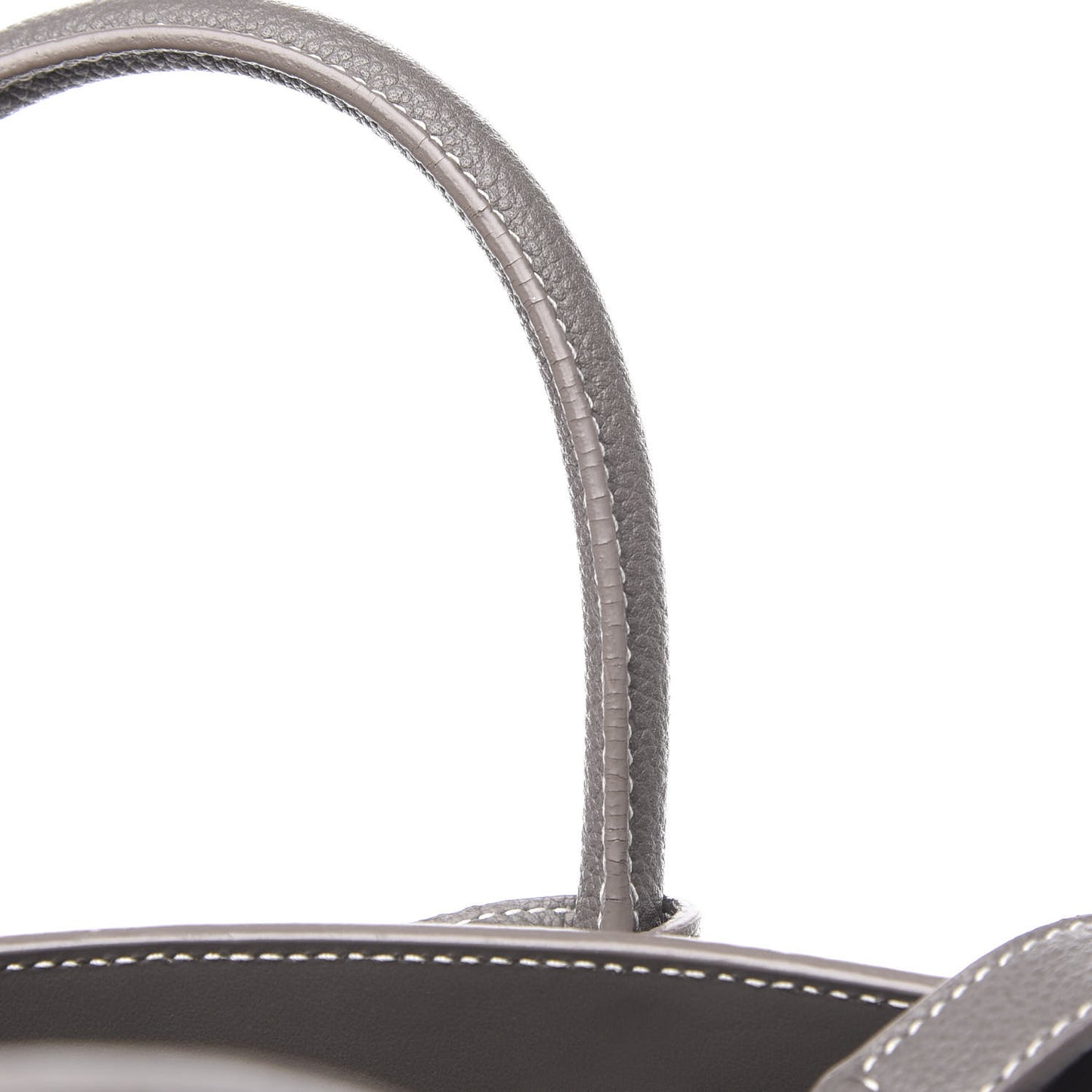 Grained Calfskin Topstich Baby Sac De Jour Fog
