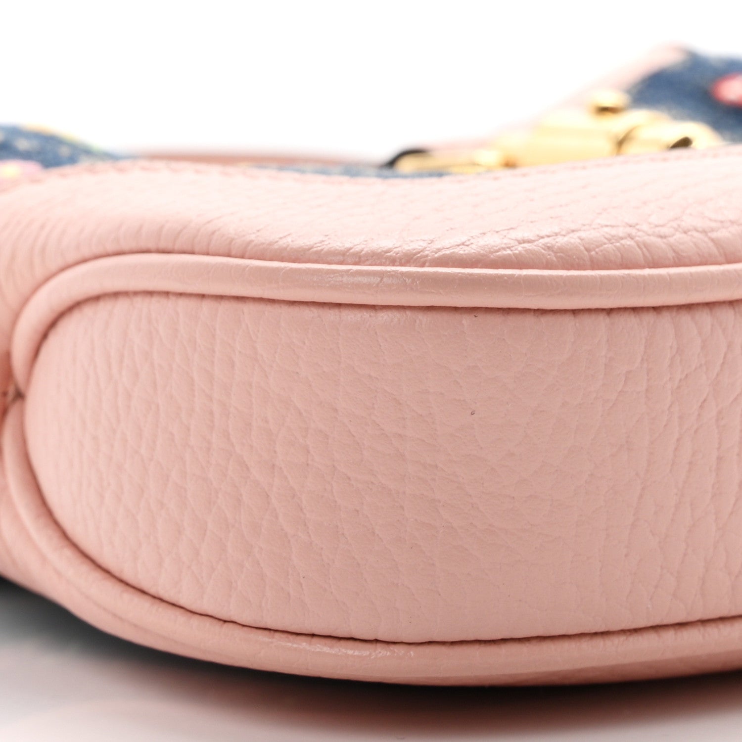 Gucci New Denim GG Monogram Calfskin Love Parade Mini Jackie 1961 Hobo Light Pink 9 of 10