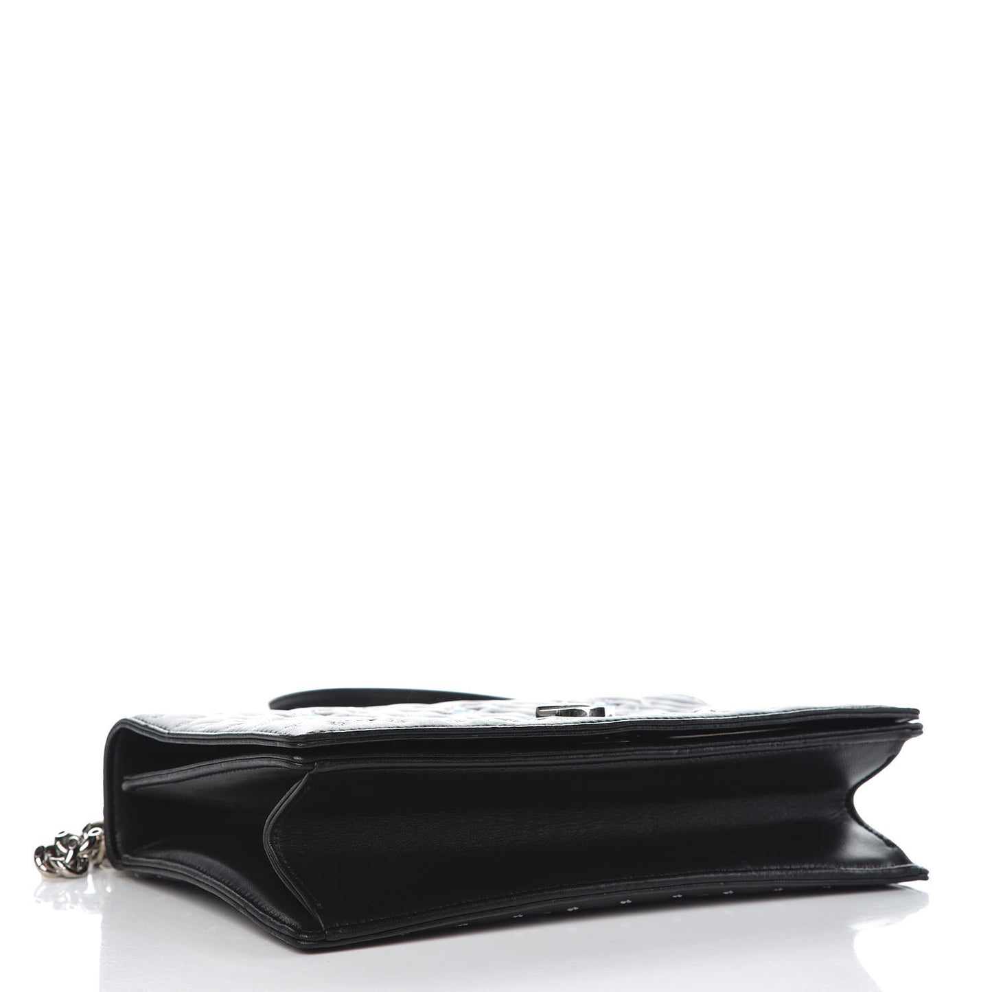 Lambskin Embroidered Medium Diorama Flap Bag Black