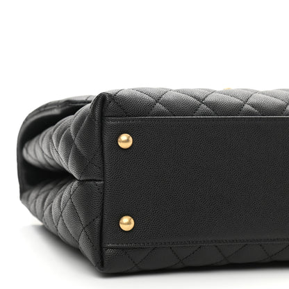 Chanel Caviar Lizard Quilted Medium Coco Handle Flap Black 9 of 10