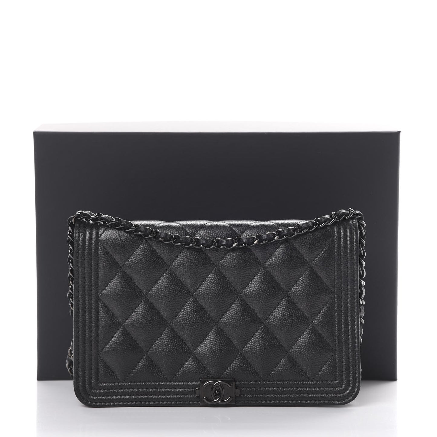 Caviar Quilted Boy Wallet On Chain WOC So Black
