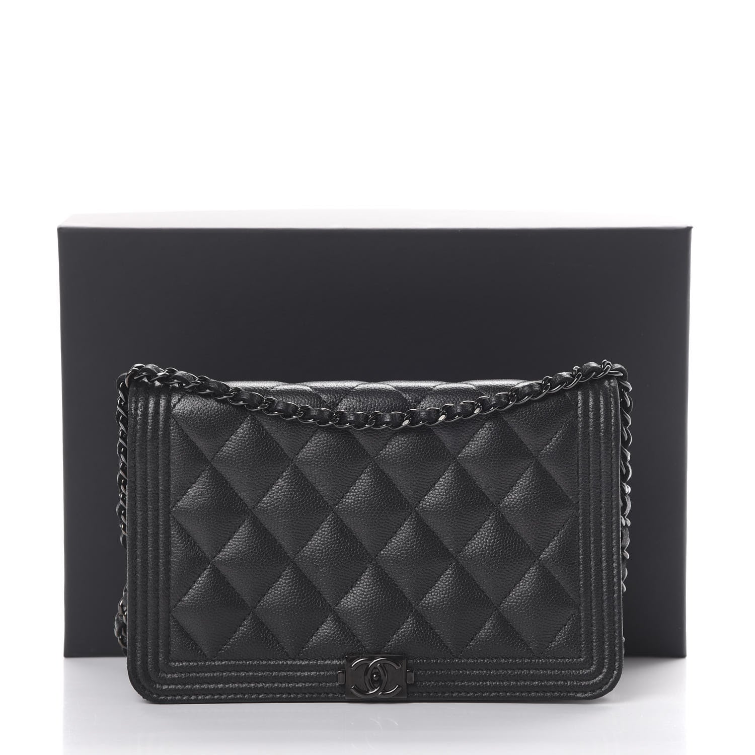 Chanel Caviar Quilted Boy Wallet On Chain WOC So Black 16 of 16