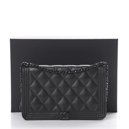 Chanel Caviar Quilted Boy Wallet On Chain WOC So Black 16 of 16