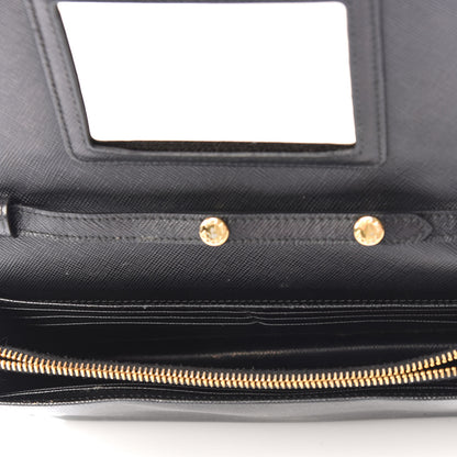 Prada Saffiano Metal Flap Wallet With Strap Black 4 of 10