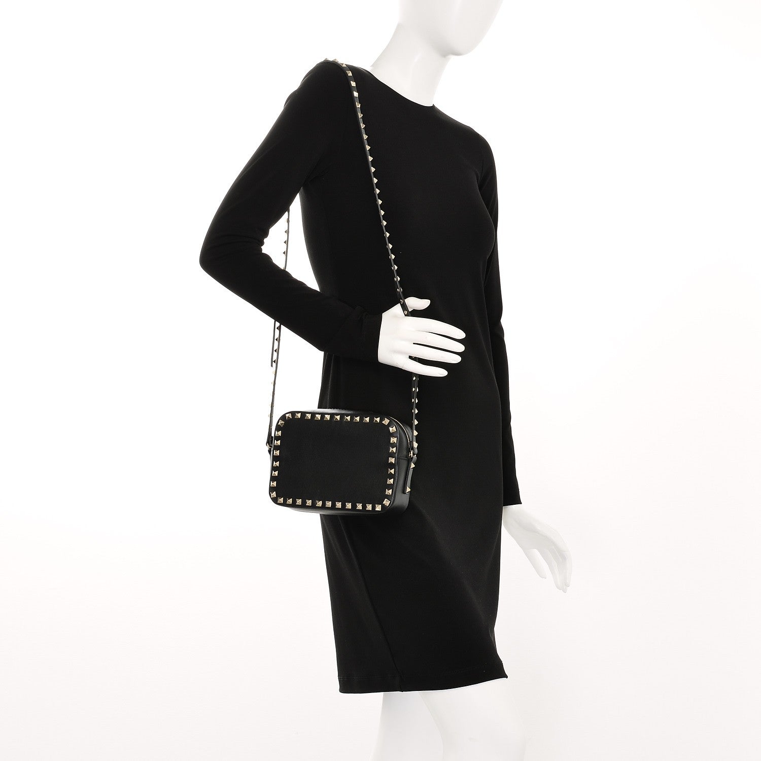 Valentino Garavani Calfskin Rockstud Camera Crossbody Bag Black 2 of 6