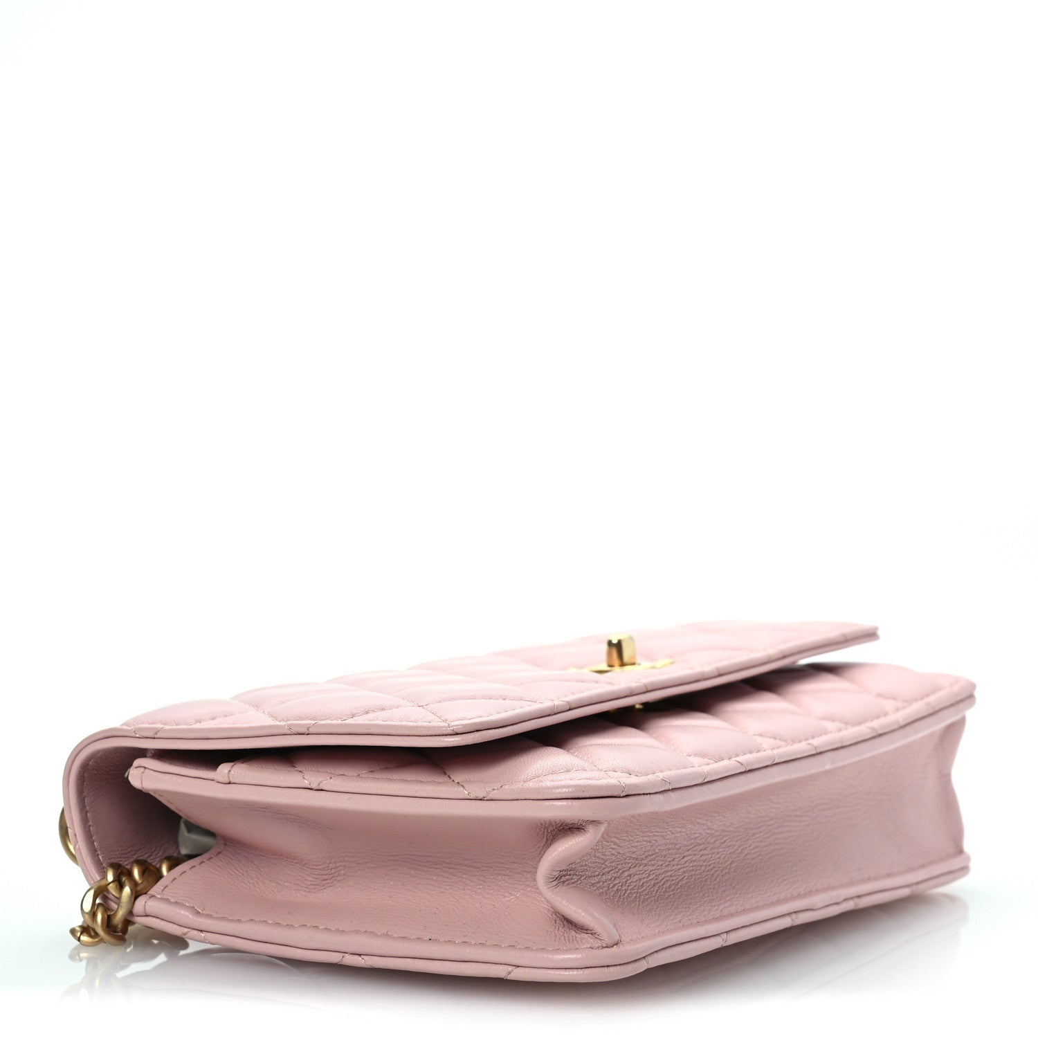 Chanel Lambskin Quilted Sweet Camellia Wallet on Chain WOC Light Beige 4 of 12