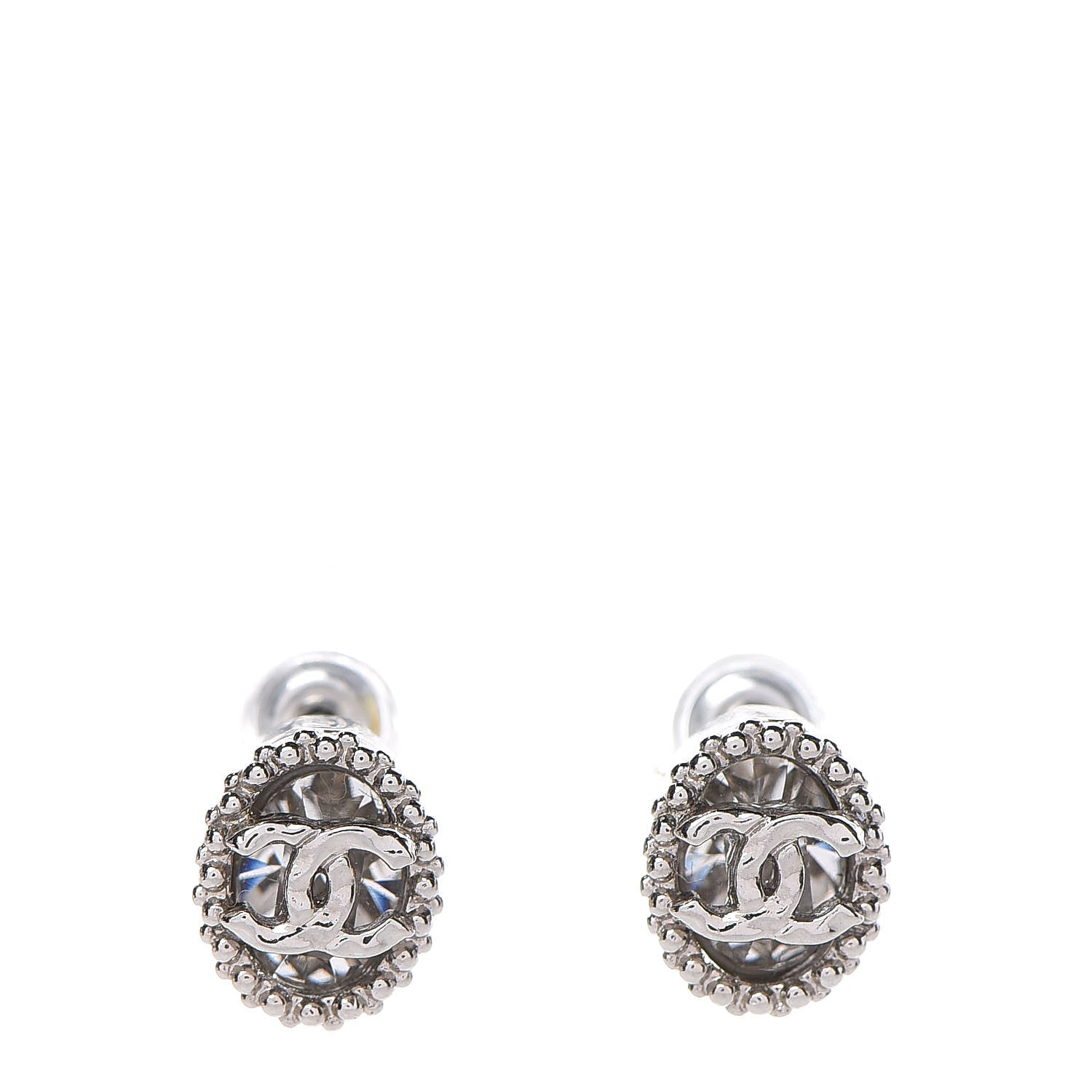 Chanel Crystal CC Earrings Silver 1 of 5