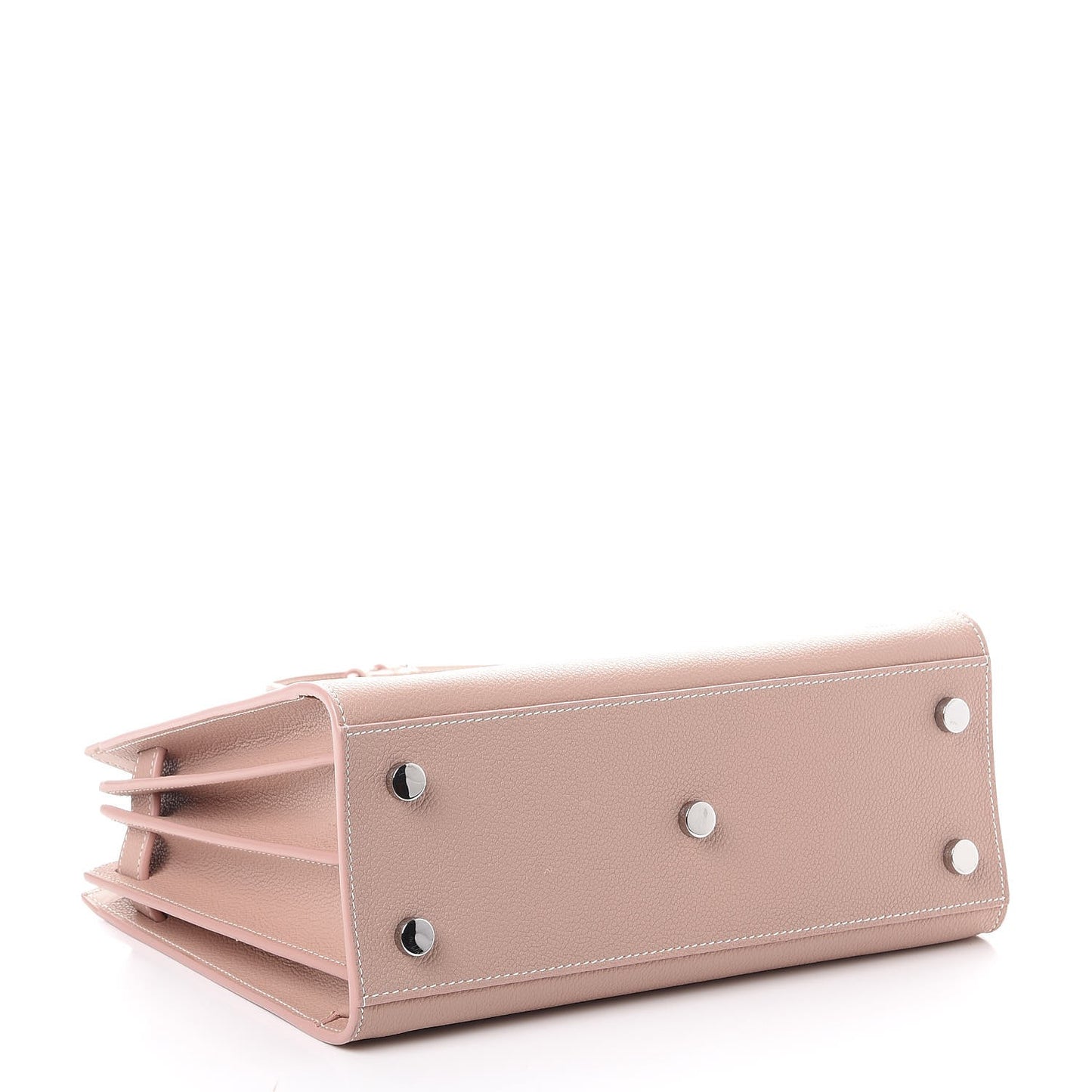 Grained Calfskin Topstich Baby Sac De Jour Antique Rose