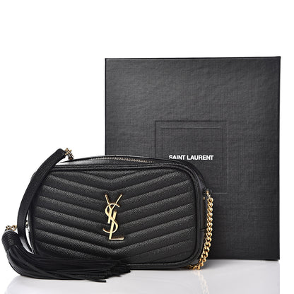 Saint Laurent Grain De Poudre Matelasse Monogram Mini Lou Camera Bag Black 9 of 9