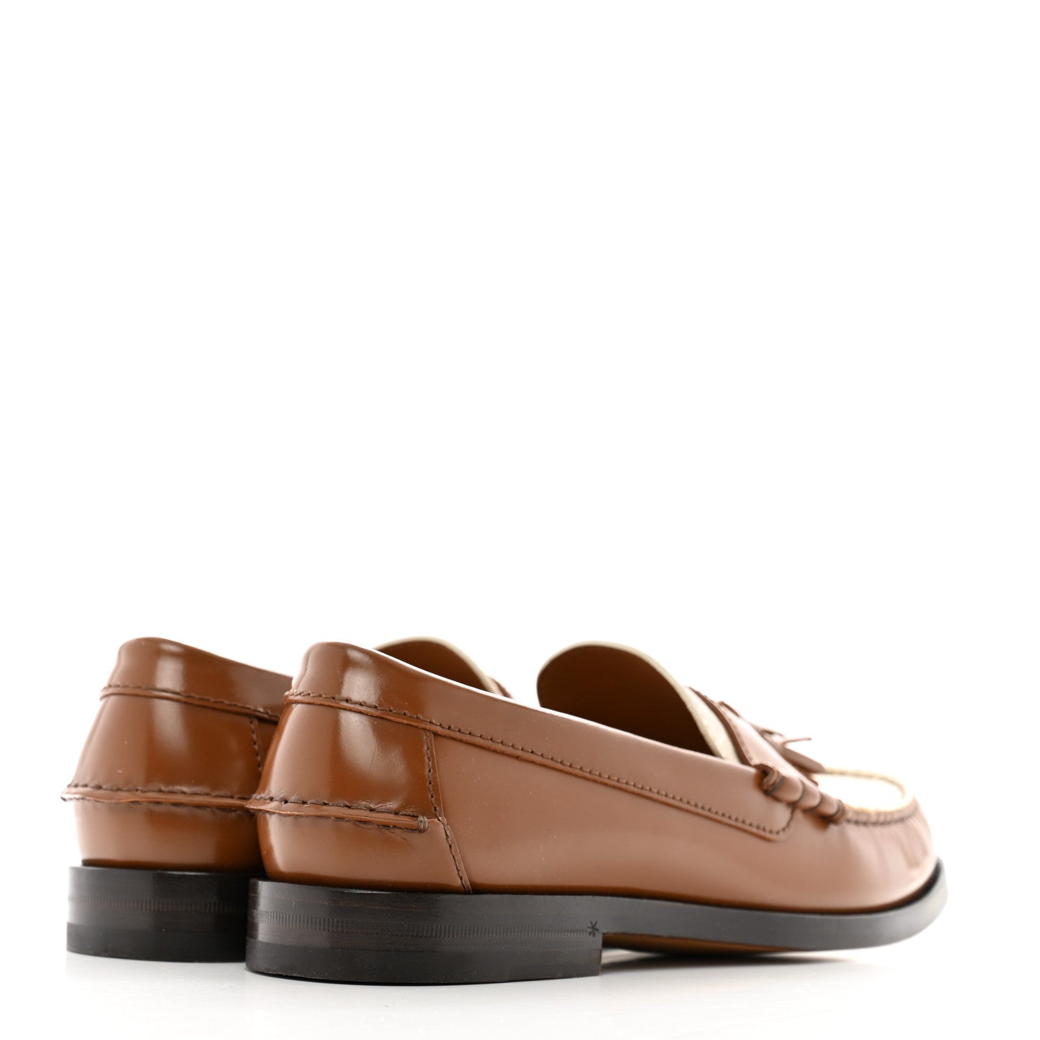 Gucci Calfskin GG Supreme Tassel Mens Loafers 8 Brown Beige Mystic White 5 of 11