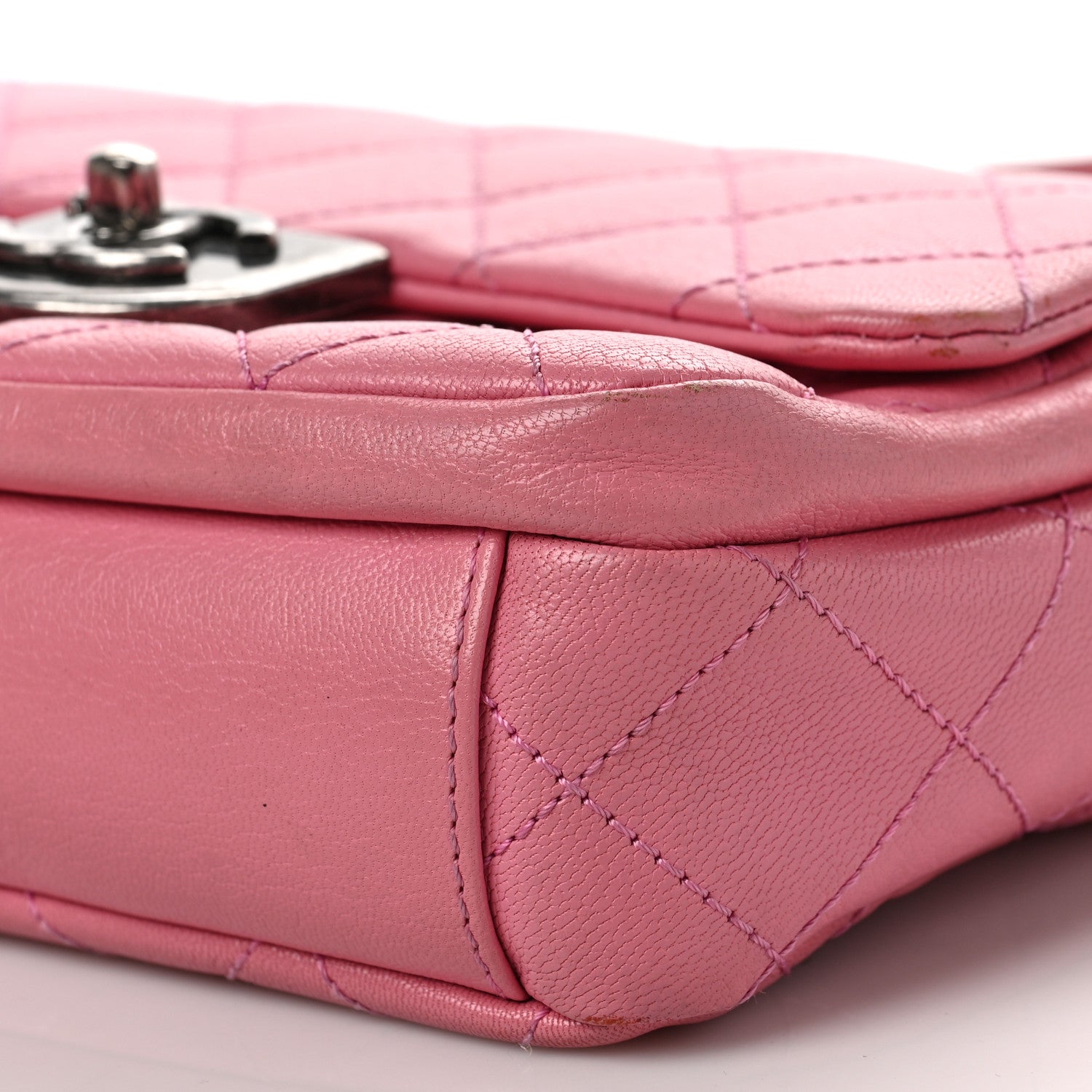 Chanel Shiny Goatskin Quilted Small Double Carry Waist Chain Flap