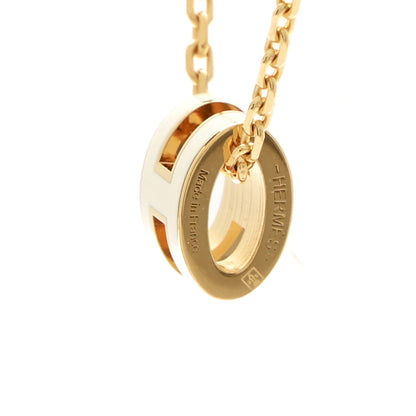 Hermes Lacquered Gold Mini Pop H Pendant Necklace White 6 of 7