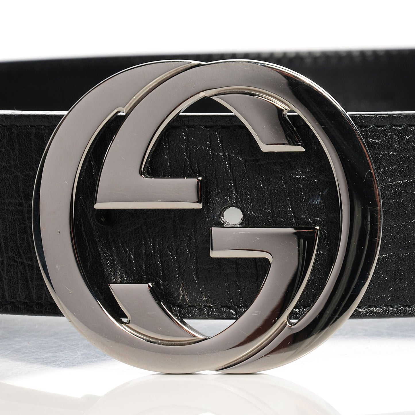 Leather Web GG Belt Black 80 32