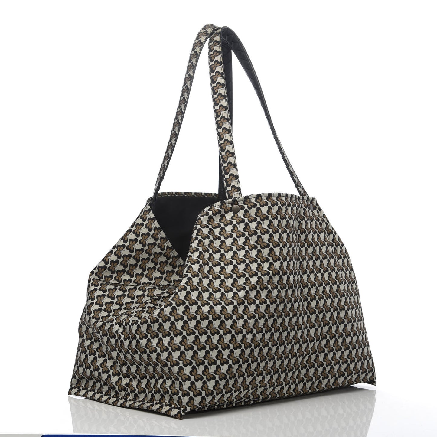 Nappa Nylon Medium Reversible Butterfly Shoulder Bag Black Cement