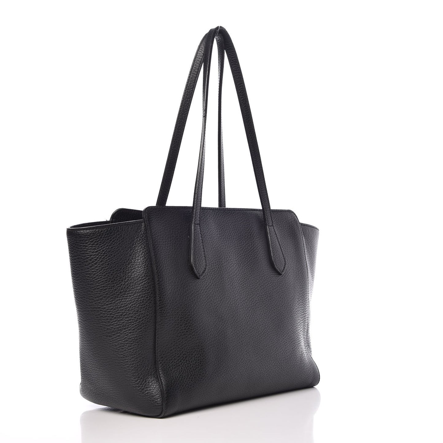 Pebbled Calfskin Small Swing Tote Black