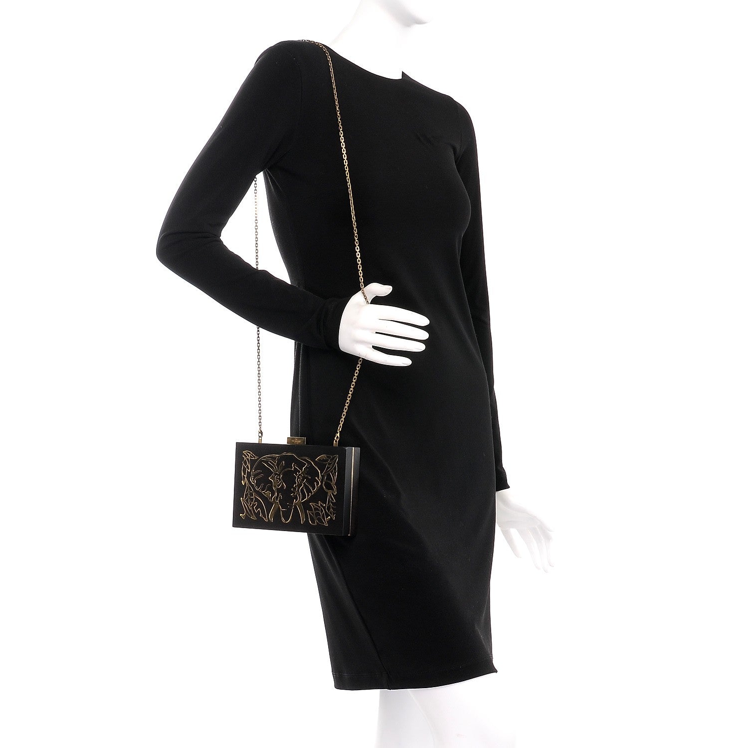 Valentino Garavani Wood Elephant Minaudiere Clutch Black 2 of 6