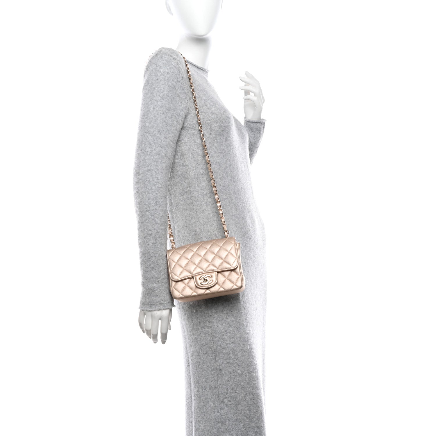 Chanel Metallic Lambskin Quilted Mini Square Flap Gold 2 of 10