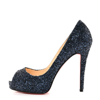 Christian Louboutin Glitter Very Prive 120 Pumps 37 Bleu Marine 1 of 9