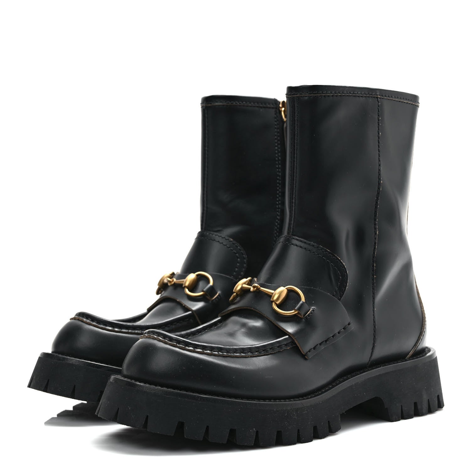 Gucci Cordovan Lux Womens Harald Horsebit 25mm Platform Boots 38.5 Black 3 of 11