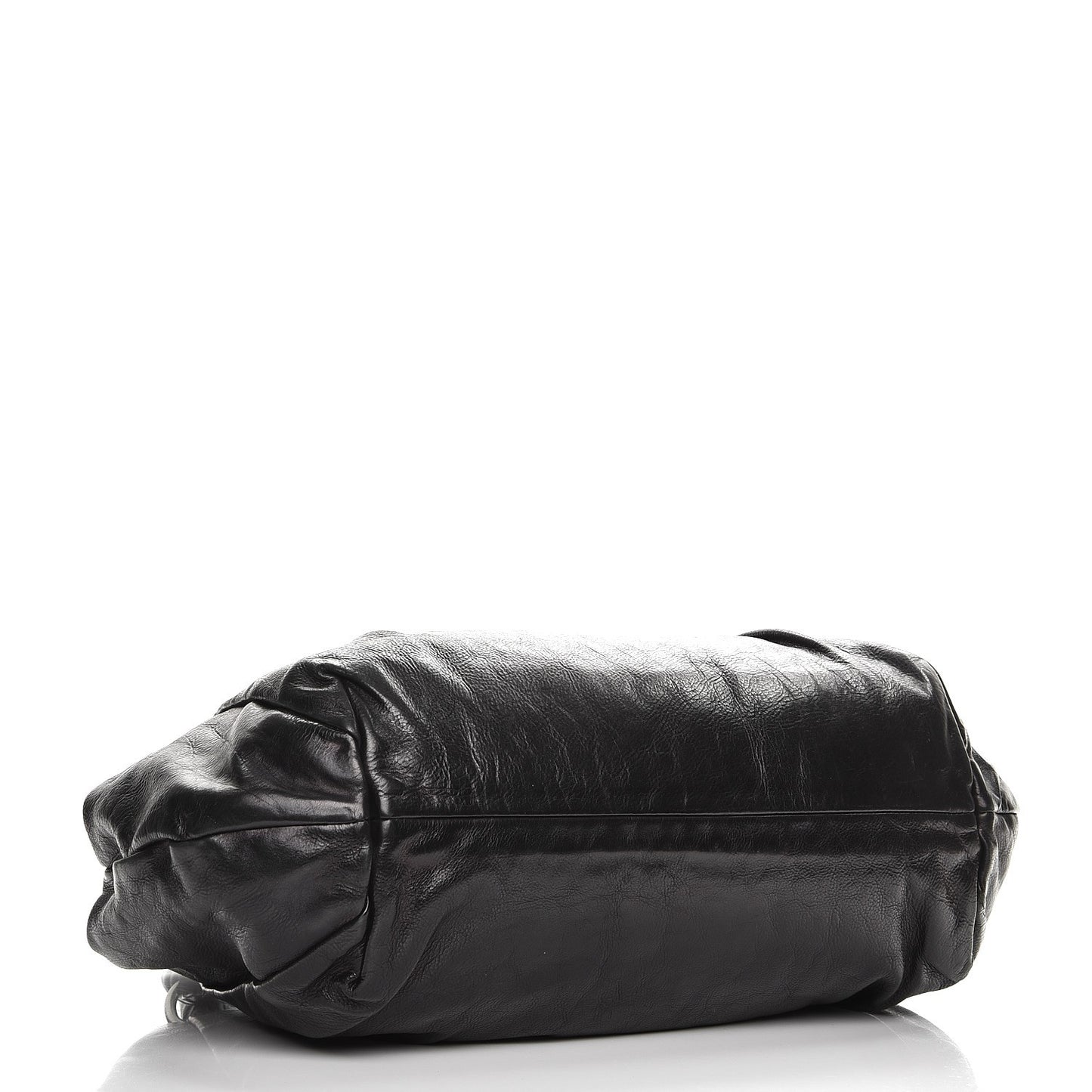 Soft Calf Pleated Shoulder Bag Nero Black