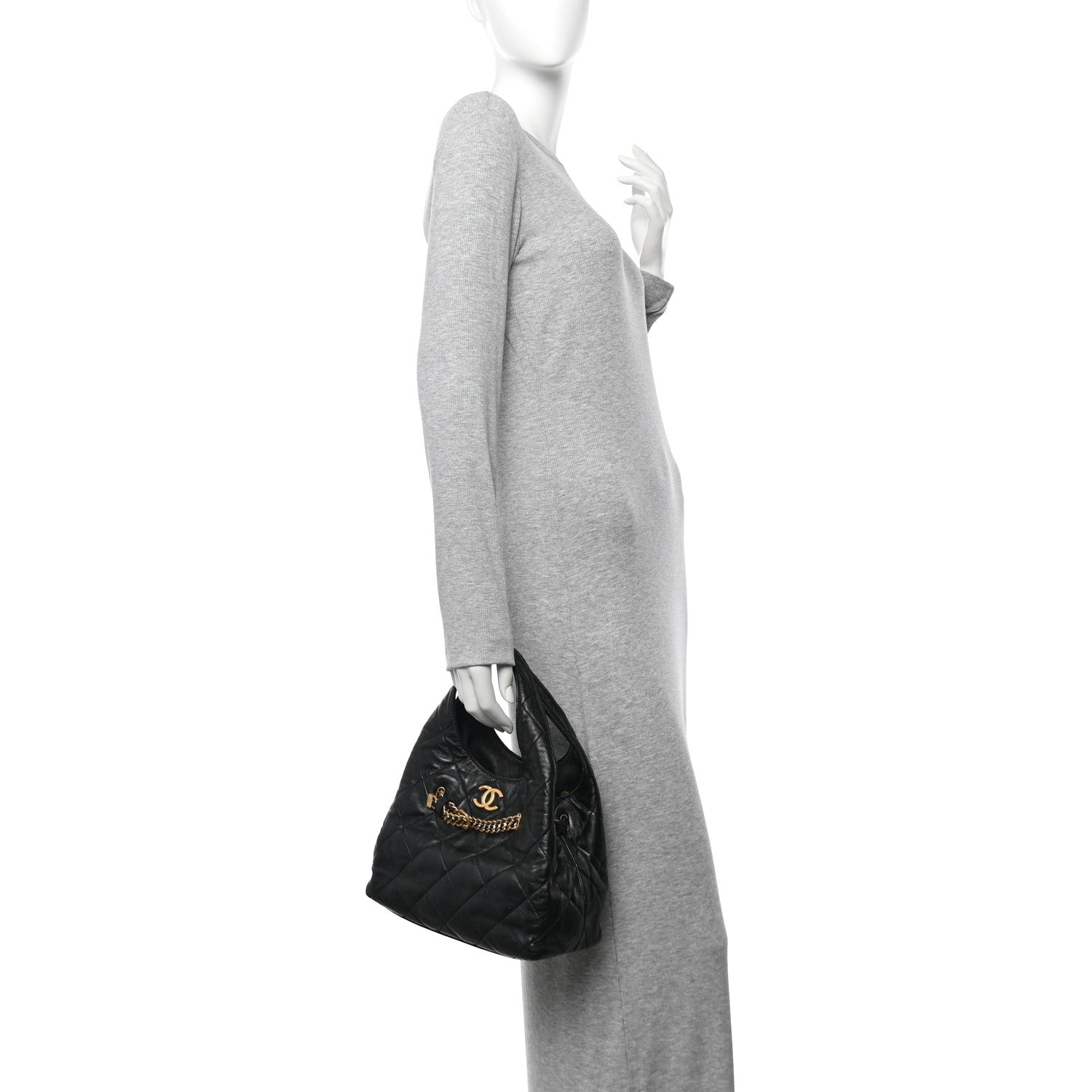 Chanel Shiny Lambskin Quilted CC Belt Shopping Bag Black Black 2 of 11