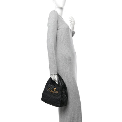 Chanel Shiny Lambskin Quilted CC Belt Shopping Bag Black Black 2 of 11