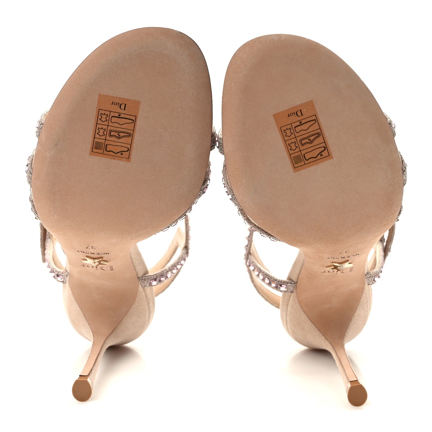 Suede Crystal Strap Sandal Pumps 37 Light Gold