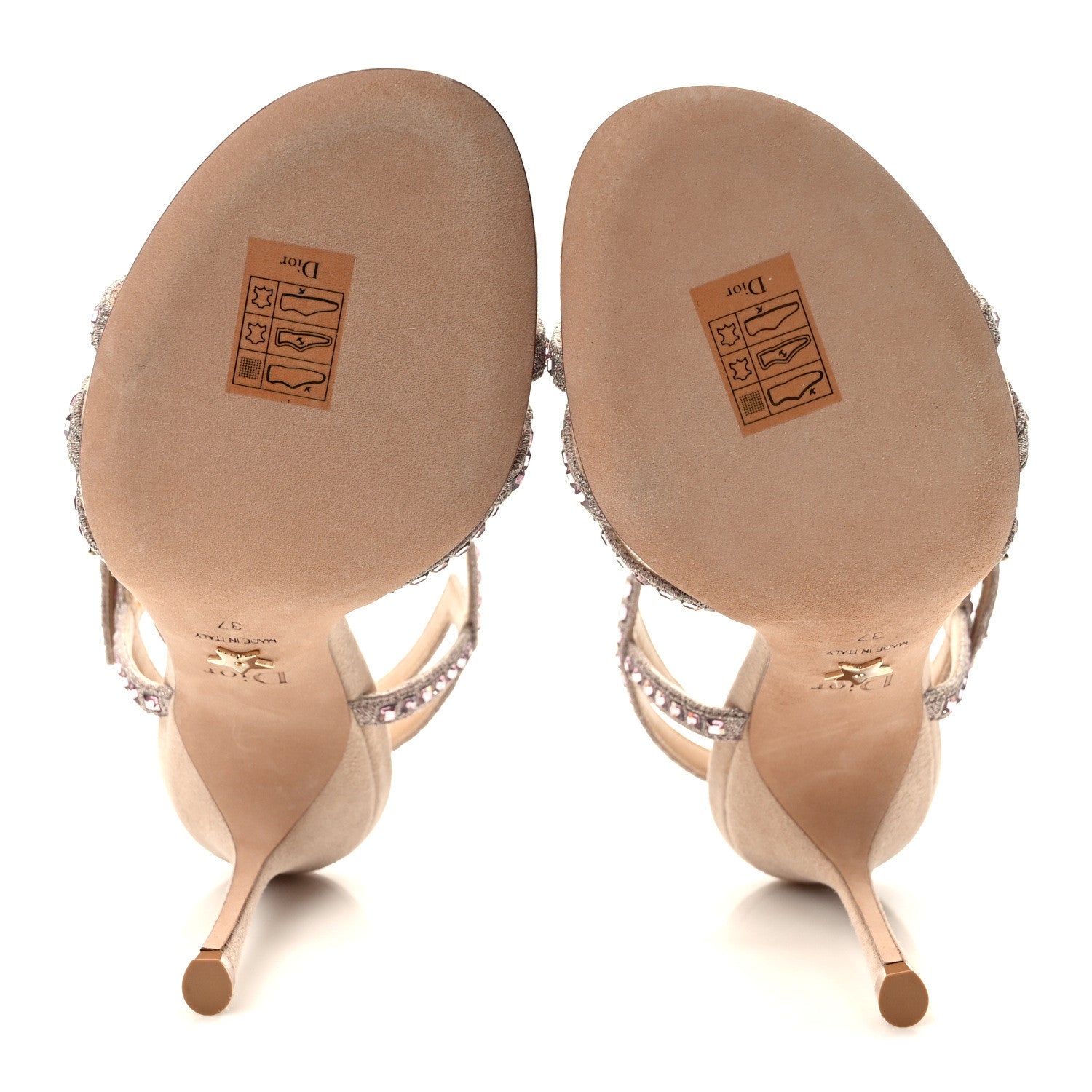Christian Dior Suede Crystal Strap Sandal Pumps 37 Light Gold 5 of 8