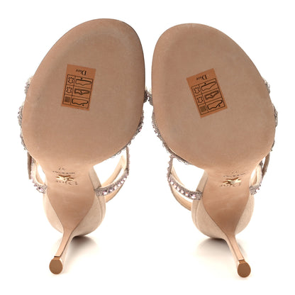Christian Dior Suede Crystal Strap Sandal Pumps 37 Light Gold 5 of 8