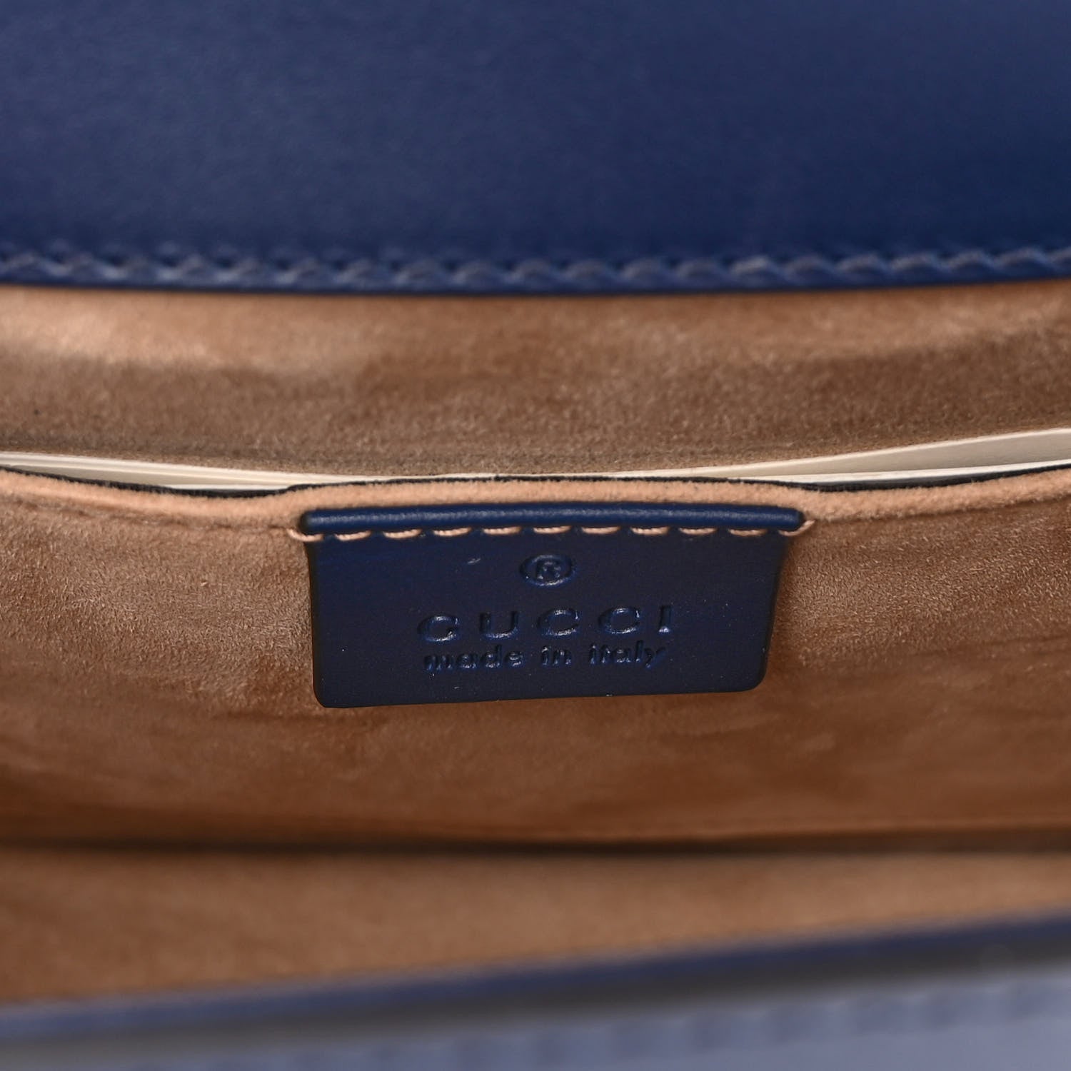 Gucci Vitello Fontanella Web Mini Sylvie Top Handle Bag Blue Agata 6 of 10