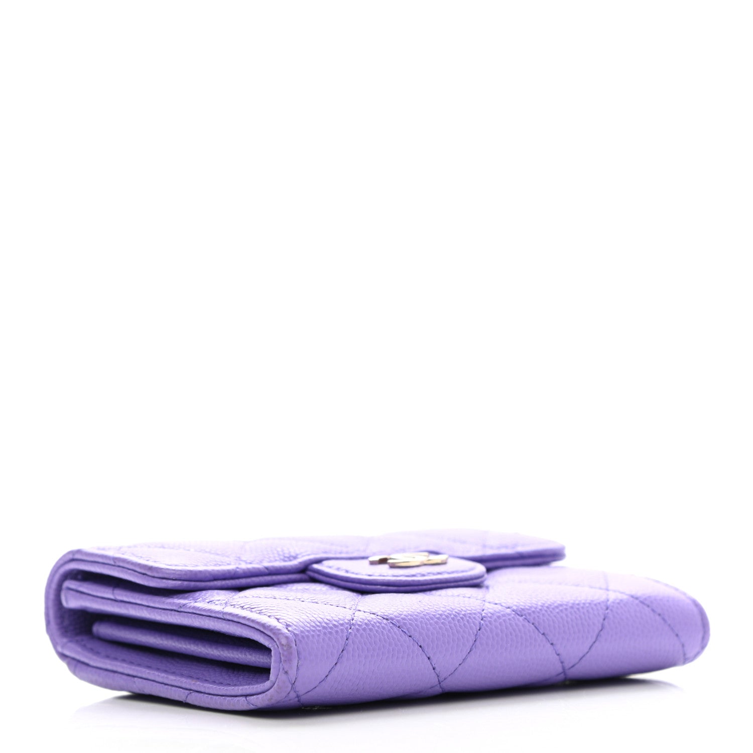 Chanel Caviar Quilted Flap Card Holder Wallet Purple 4 of 9