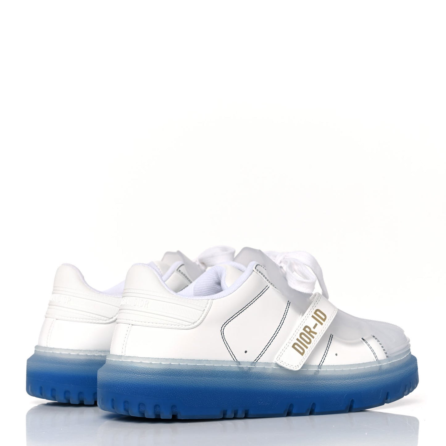 Calfskin Clear Rubber Dior-ID Platform Sneakers 38 White Deep Blue