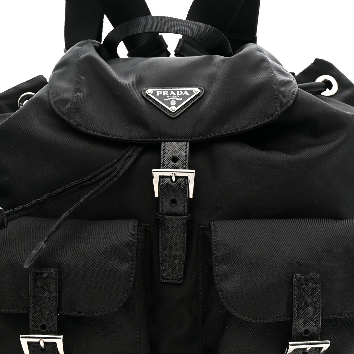 Tessuto Nylon Saffiano Medium Backpack Black