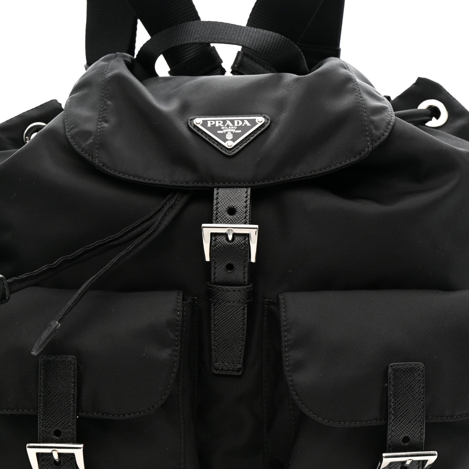 Prada Tessuto Nylon Saffiano Medium Backpack Black 9 of 11
