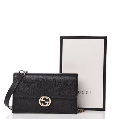 Gucci Dollar Calfskin Interlocking G Chain Wallet Black 9 of 9