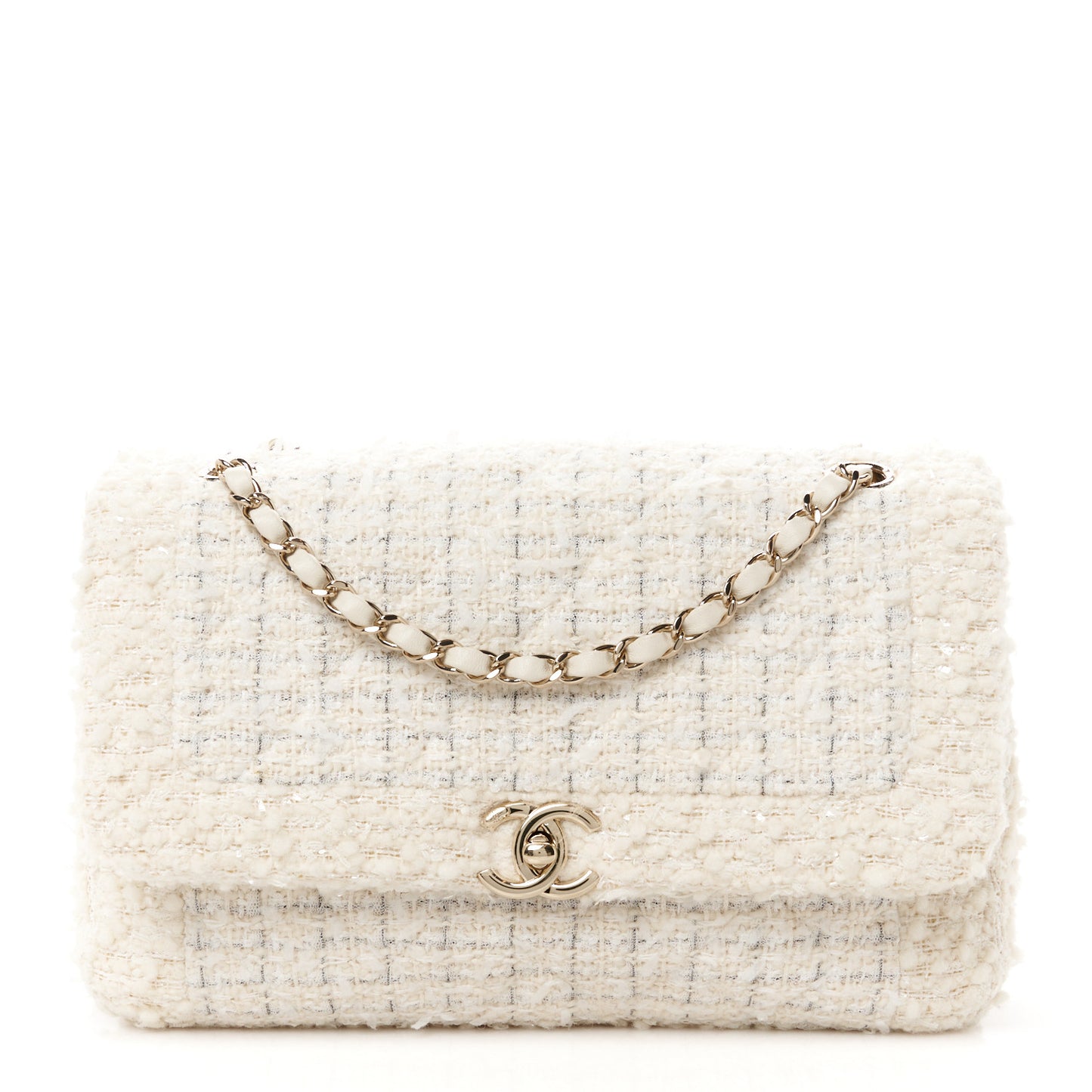 Tweed Medium Single Flap White