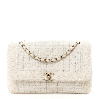 Chanel Tweed Medium Single Flap White 1 of 10