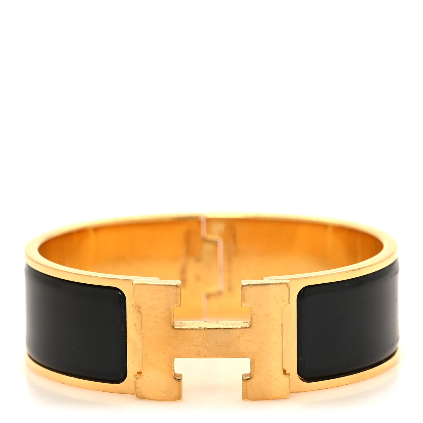 Enamel Wide Clic Clac H Bracelet GM Black