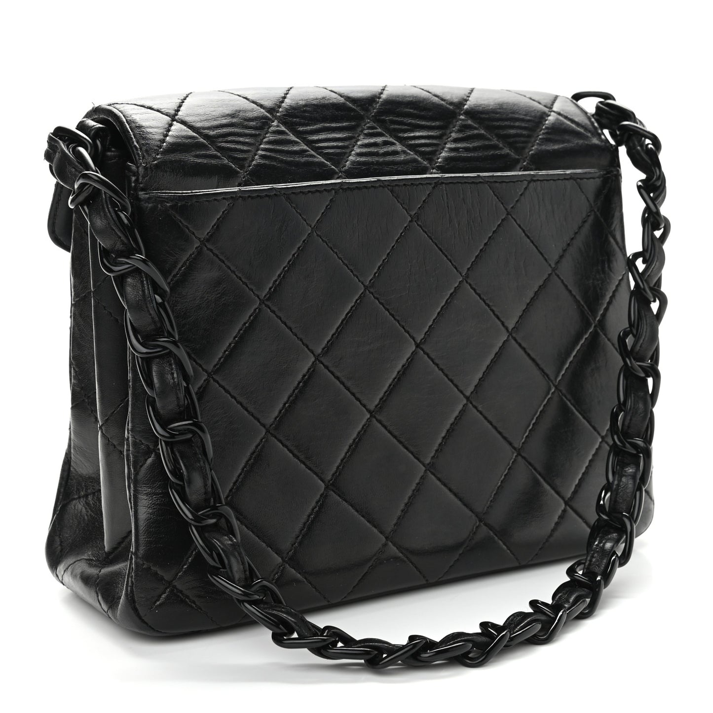 Lambskin Quilted Shoulder Flap Bag So Black
