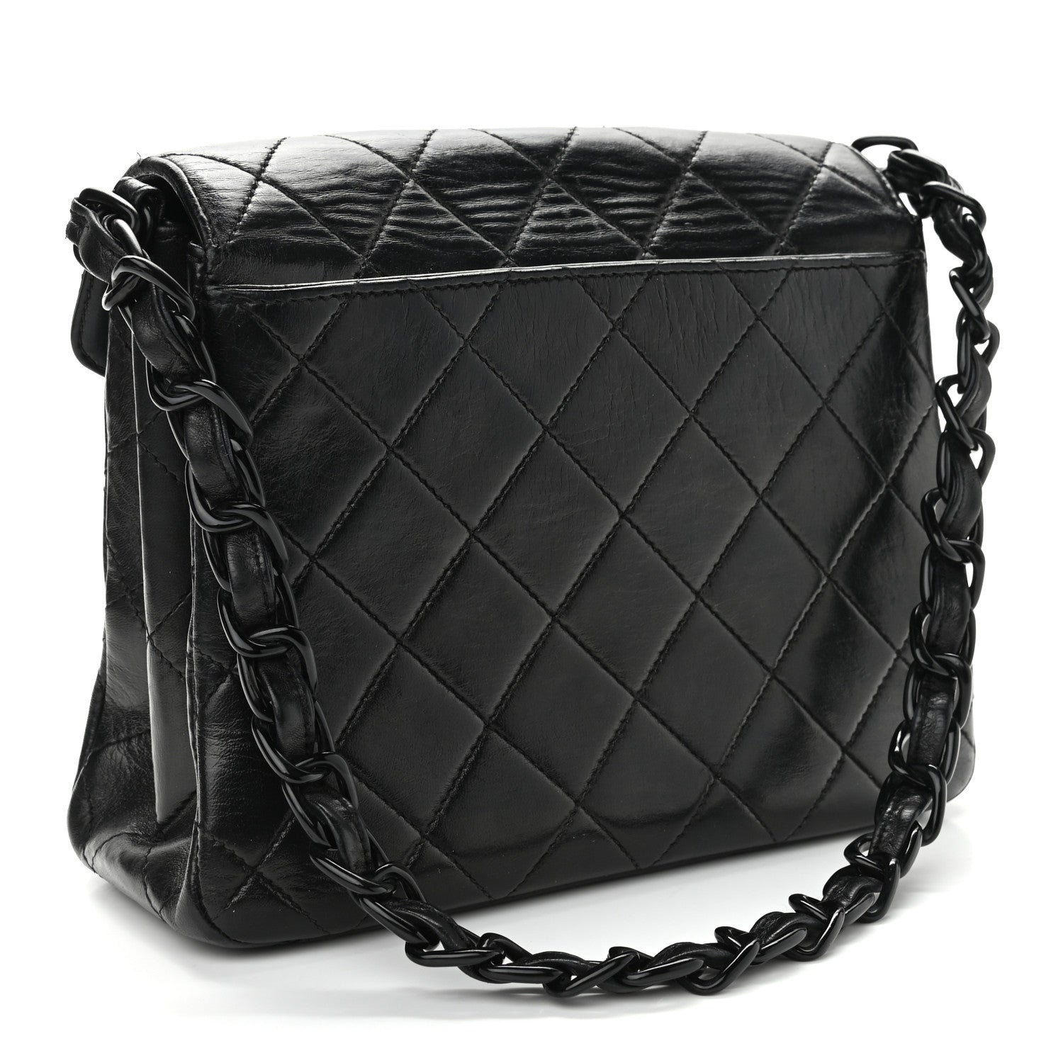 Chanel Lambskin Quilted Shoulder Flap Bag So Black 2 of 12